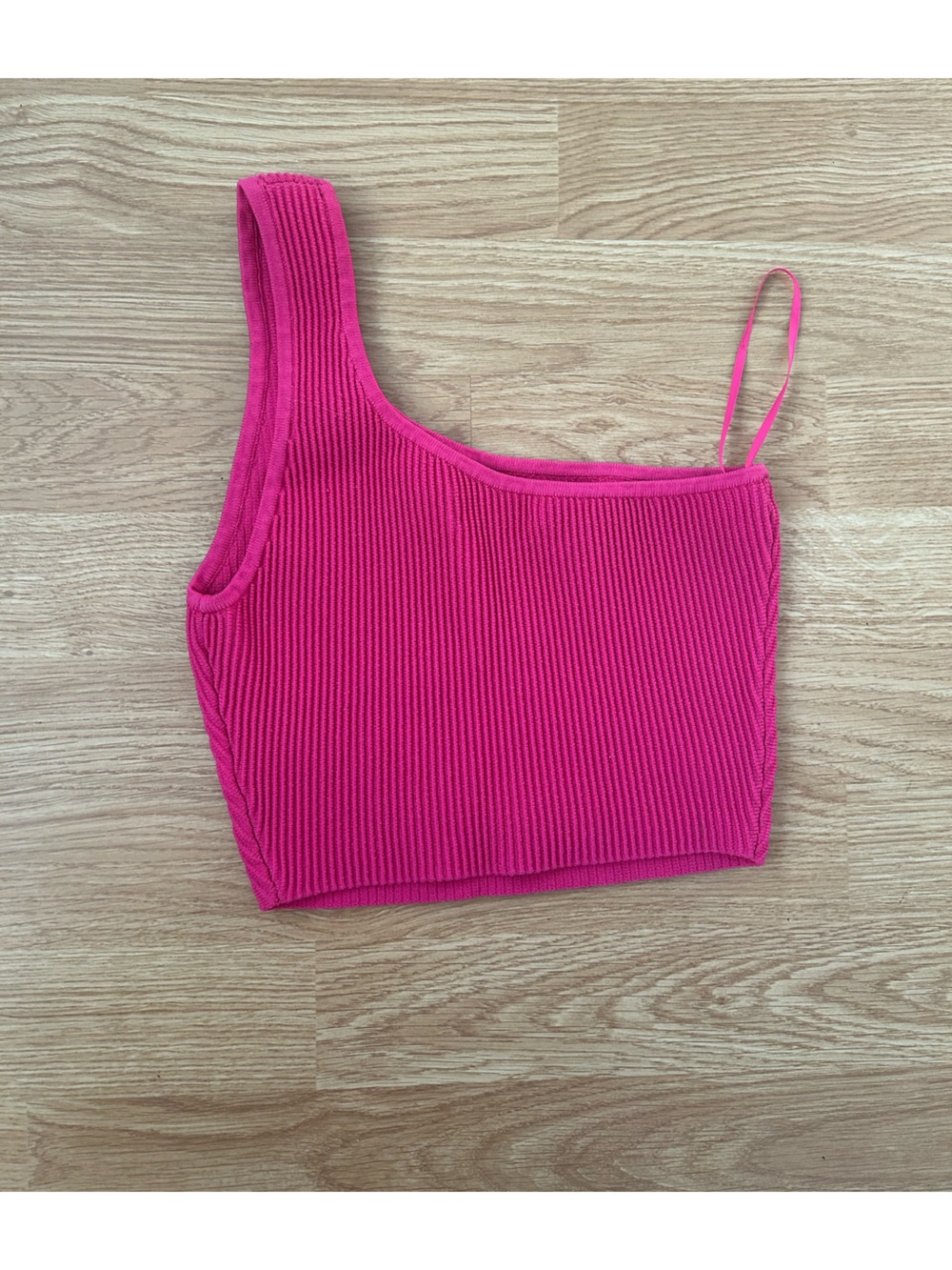 Babaton One Shoulder Rib Knit Sleeveless Top Pink XS Aritzia